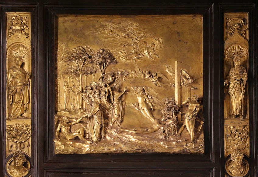 Puerta de bronce Adán y Eva