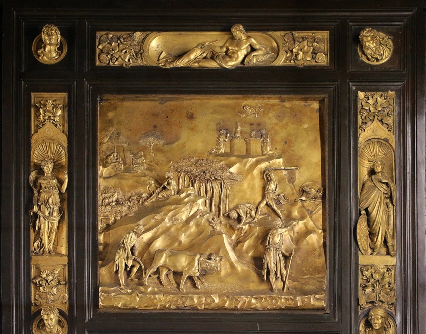 Puerta de bronce Caín y Abel