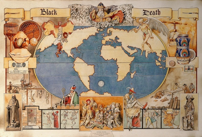 Mapa de arte de la peste negra