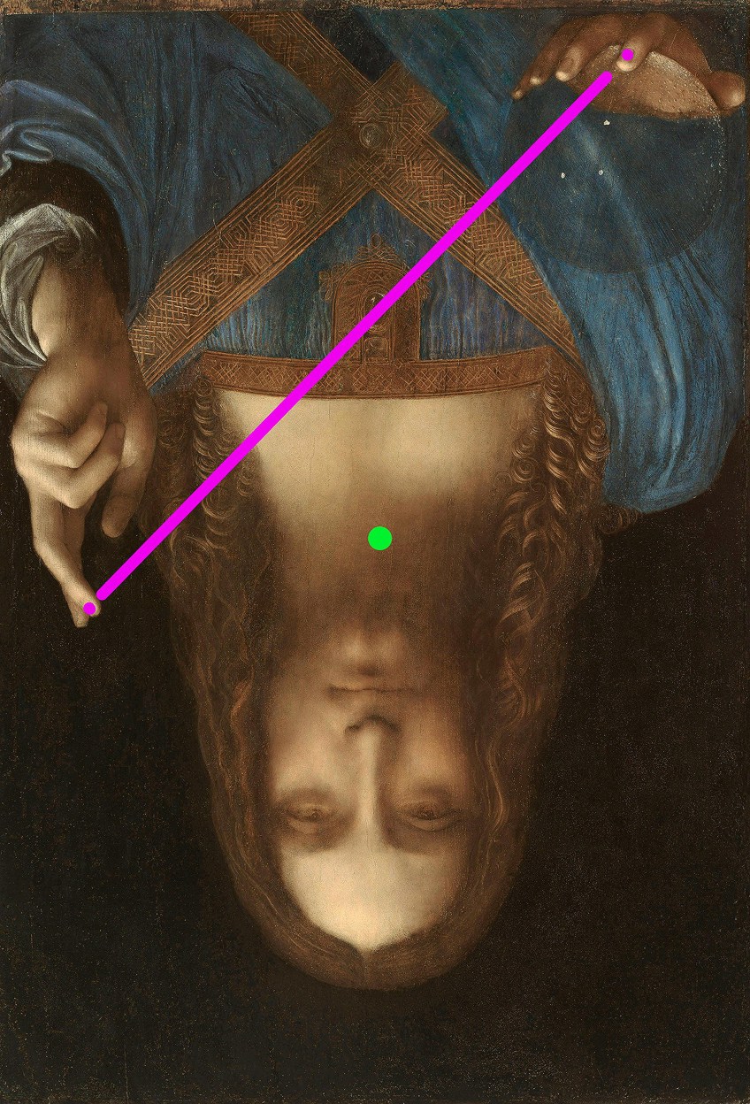 El uso de la línea en Salvator Mundi (c. 1500) por Leonardo da Vinci