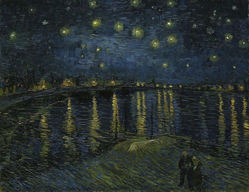 Noche estrellada sobre el Ródano – Mirando la pintura llena de estrellas de Van Gogh