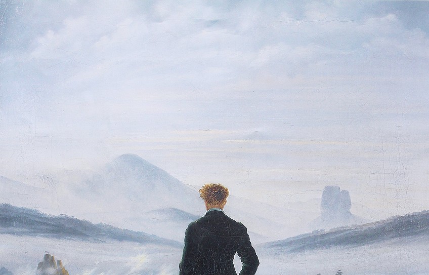 Uso del color en El caminante sobre el mar de nubes (c. 1818) por Caspar David Friedrich