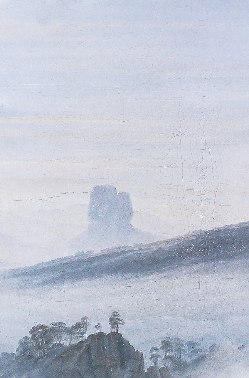 Uso del espacio en El caminante sobre el mar de nubes (c. 1818) de Caspar David Friedrich