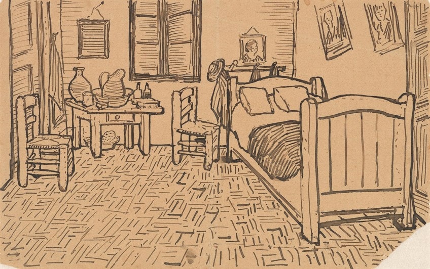 Boceto de carta de obra de arte del dormitorio