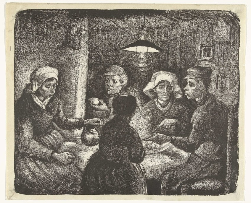 La litografía de Van Gogh de los comedores de patatas
