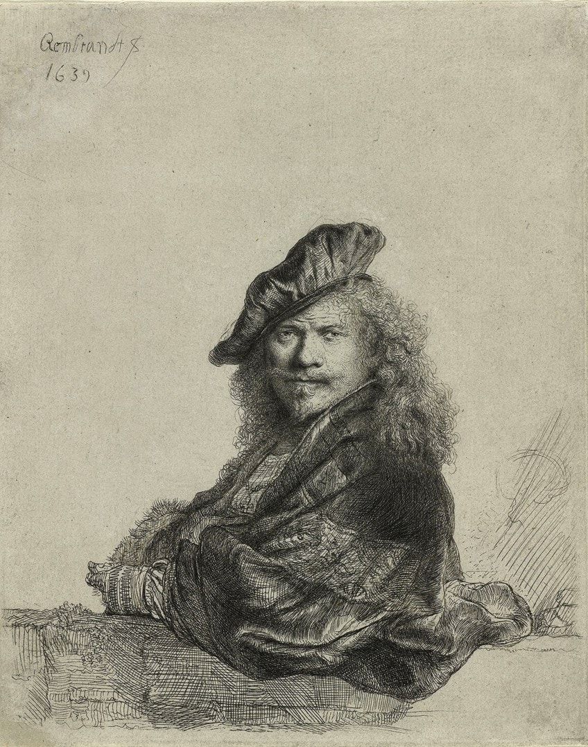 Boceto de autorretrato de Rembrandt