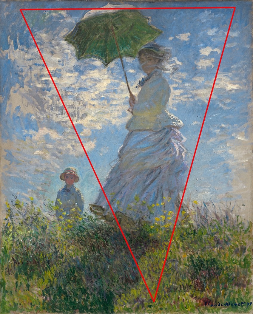 Perspectiva en la mujer con una pintura de sombrilla