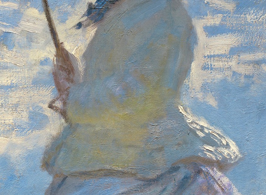 Mujer con una sombrilla Detalle de pintura