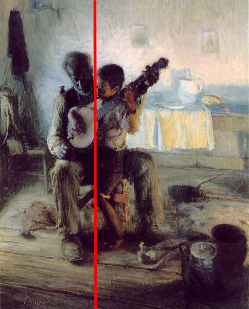 Color en la pintura de la lección de banjo