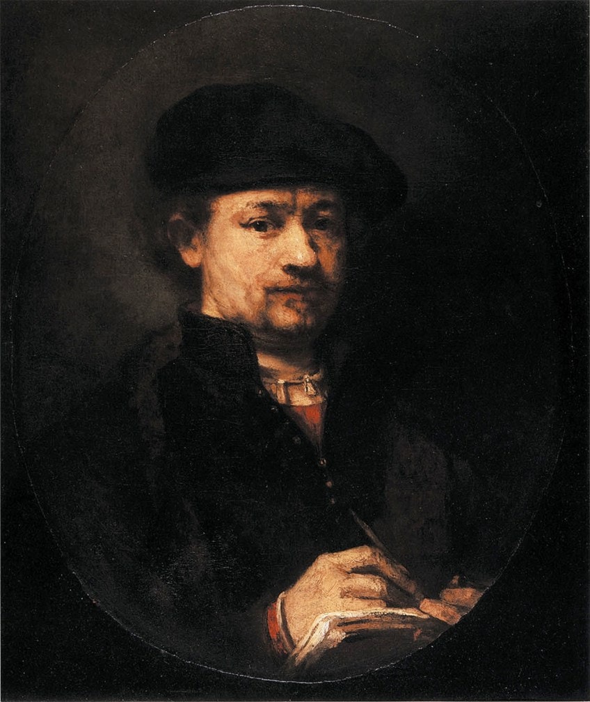 Pintura de autorretrato de Rembrandt